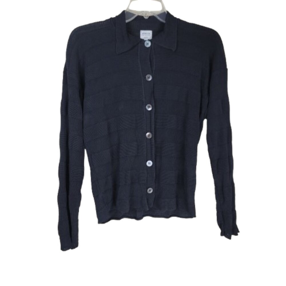 Armani Collezioni Knit Cardigan Women's 44 Black Button Front Long Sleeve